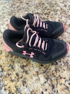 Under Armour Black and Pink Kids' Athletic Sneakers